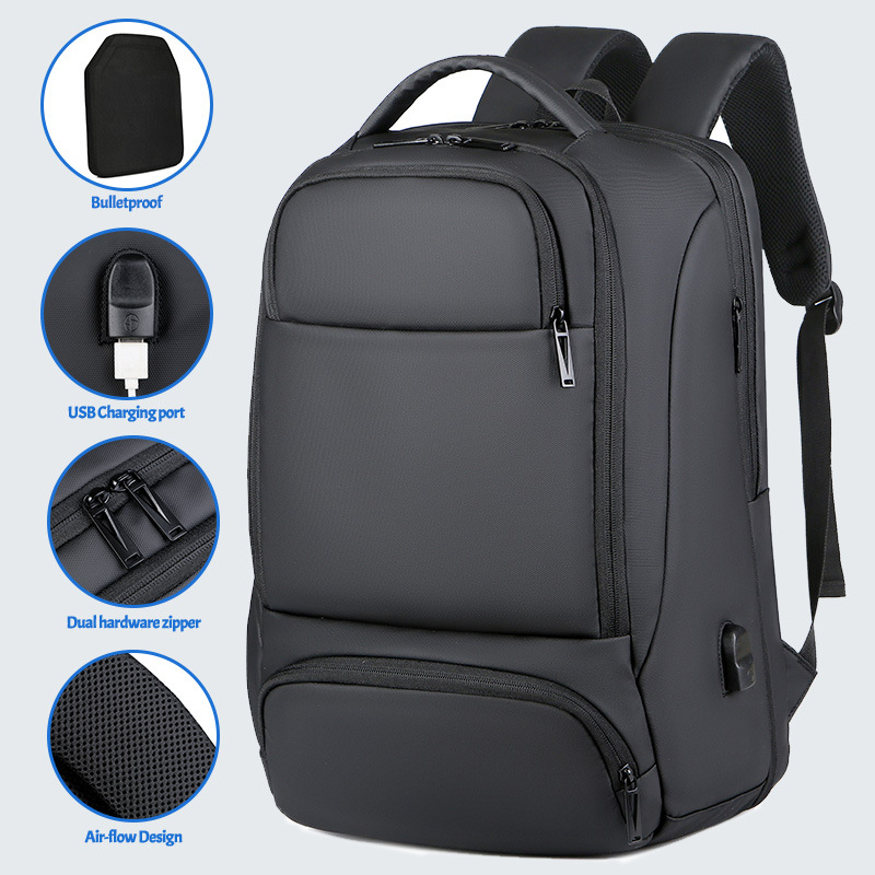 Student Schoolbag Waterproof Business Large Capacity Expansion Computer Men's Bulletproof Backpack