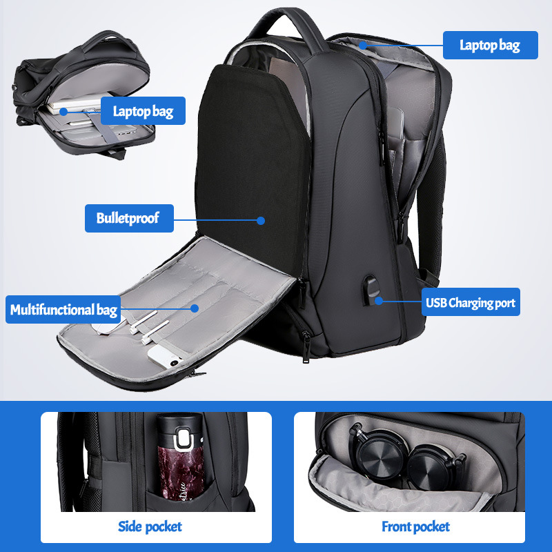 Student Schoolbag Waterproof Business Large Capacity Expansion Computer Men's Bulletproof Backpack