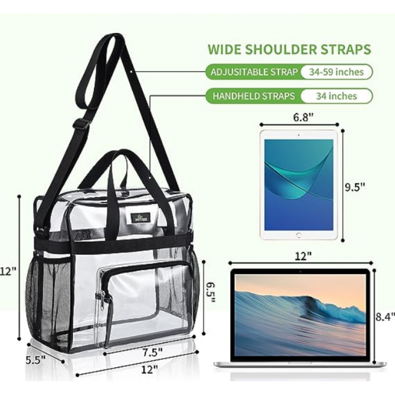 Clear Bag Stadium Approved 12×6×12" Clear Stadium Bag Clear Duffle Bag For Festival Work Sport