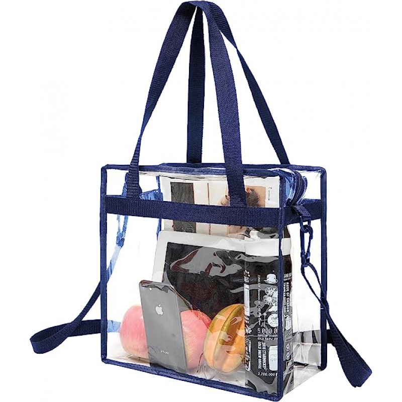 Clear Book Bags Stadium Approved Clear Tote Bag With Zipper Closure Crossbody Shoulder Bag With Adjustable Strap