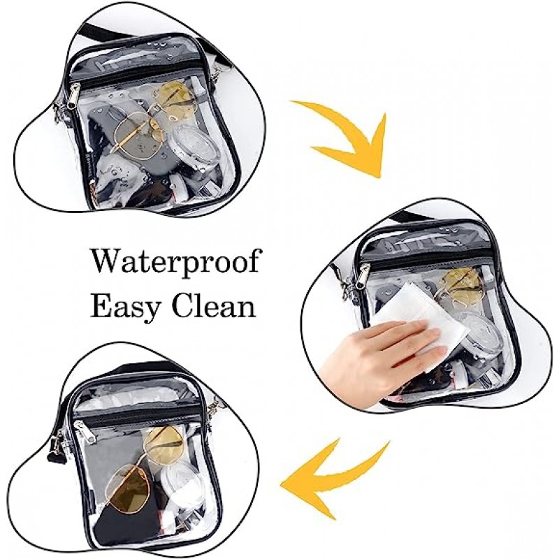 Clear Crossbody Bag Stadium Approved Clear Purse Bag For Concerts Beach Sports Events Festivals Travel Bags