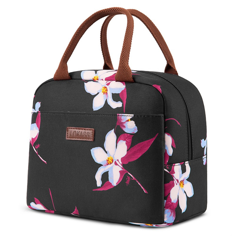 Floral Lunch Bag Cooler Bag Women Tote Bag Insulated Lunch Box Water-resistant Thermal Lunch Bag Soft Liner Lunch Bags for School