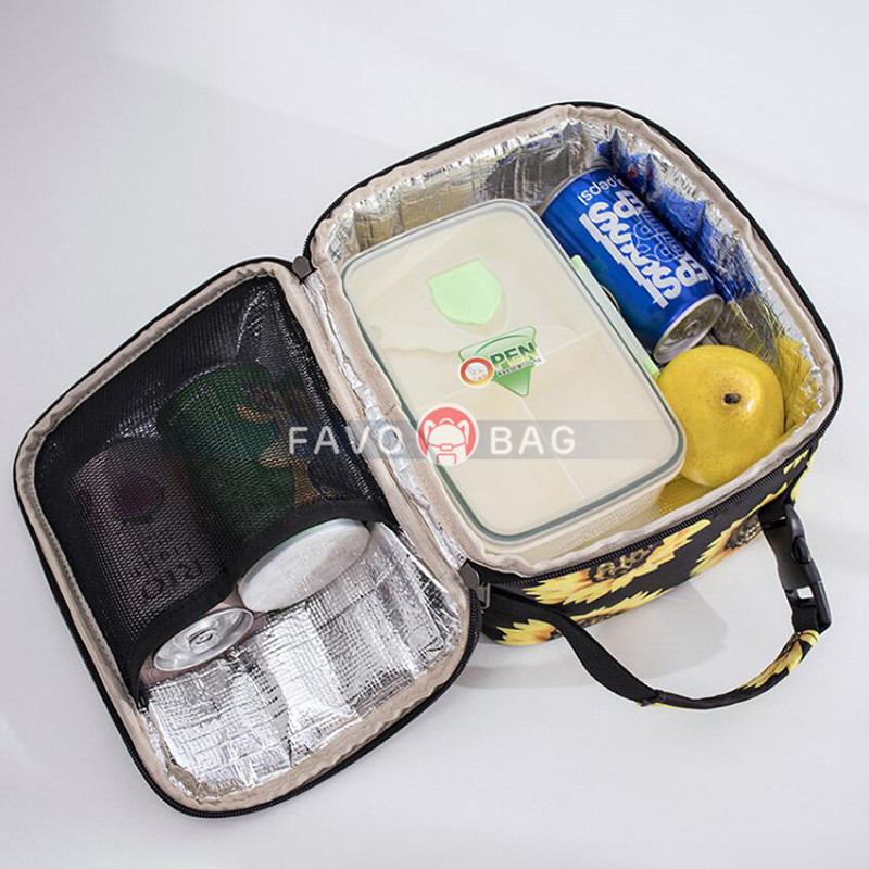Sunflower Lunch Box Insulated Cooler Lunch Box for Primary School Middle School