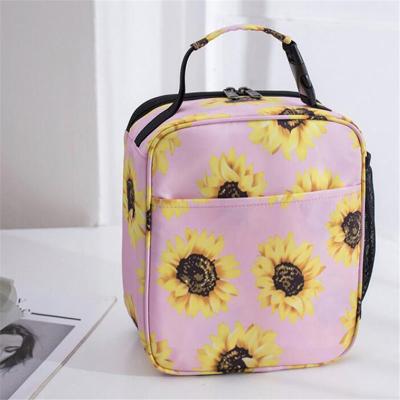 Sunflower Lunch Box Insulated Cooler Lunch Box for Primary School Middle School