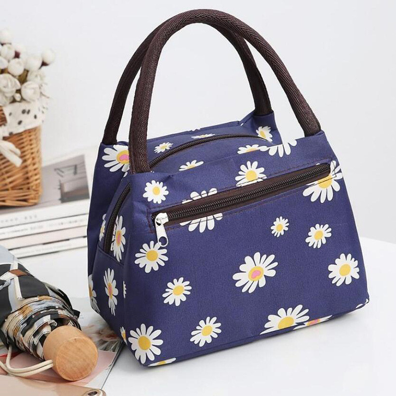 Large Canvas Lunch Bag for School Women Washable Lunch Box Thick Water Resistant Insulated Tote Bag-More Prints Available
