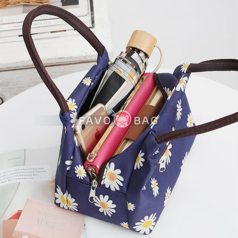 Large Canvas Lunch Bag for School Women Washable Lunch Box Thick Water Resistant Insulated Tote Bag-More Prints Available