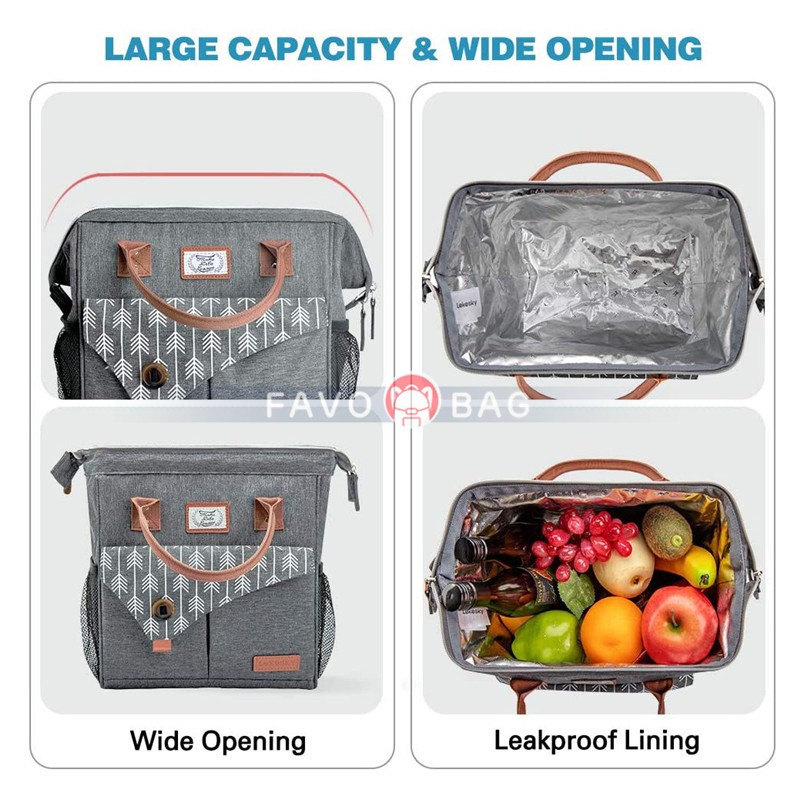 Leakproof Wide Open Lunch Box Reusable Lunch Cooler Bag For Adults Work