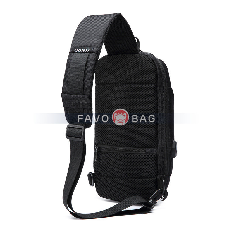 Black Sling Backpack Usb Anti-Theft Men'S Chest Bag Shoulder Bag