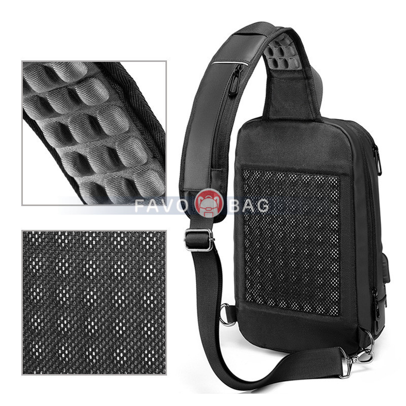 Sling Backpack Shoulder Bag With Usb Waterproof Lightweight