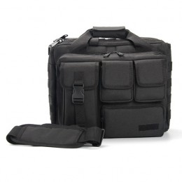 Black Men'S Military Laptop Messenger Bag Multifunction Computer Shoulder Handbags Pilot Bag