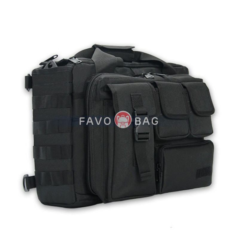Black Men'S Military Laptop Messenger Bag Multifunction Computer Shoulder Handbags Pilot Bag