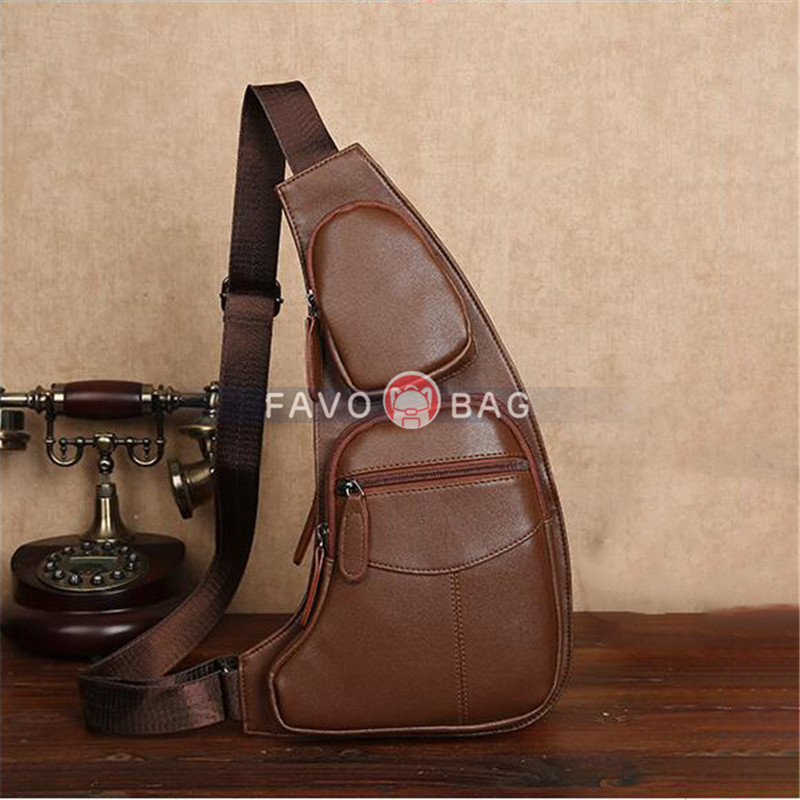 Pu Leather Sling Bag Backpack Day Pack Outdoor Travel Camping Tactical Daypack