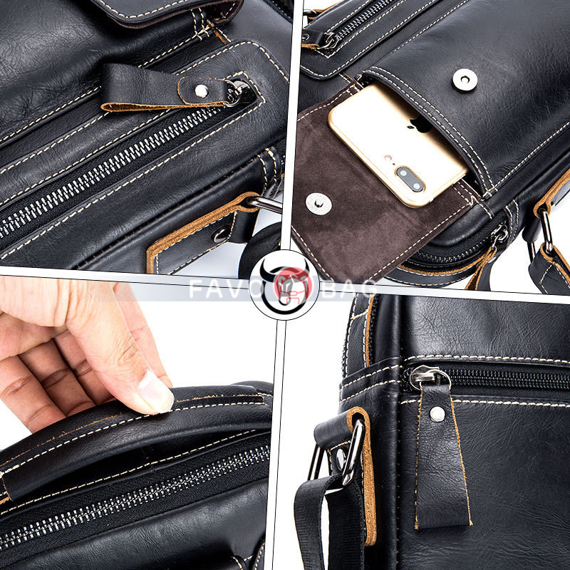 Black Men'S Small Shoulder Bag Retro Lightweight Everyday Satchel Bag