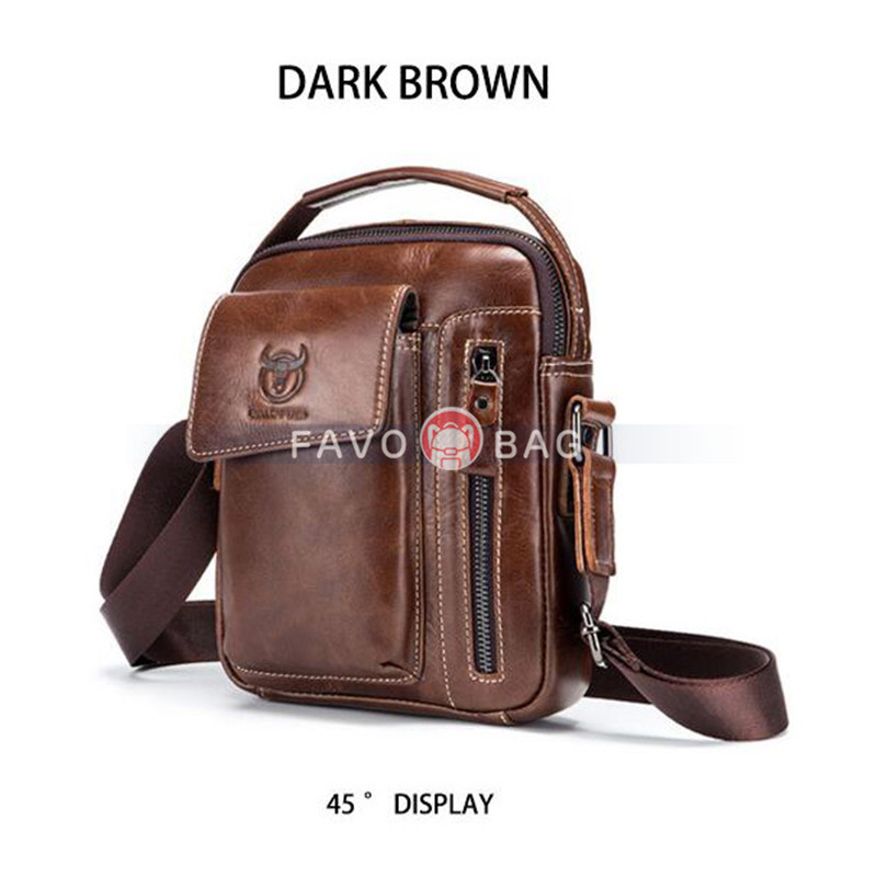 Dark Brown Men'S Small Shoulder Bag Retro Lightweight Everyday Satchel Bag