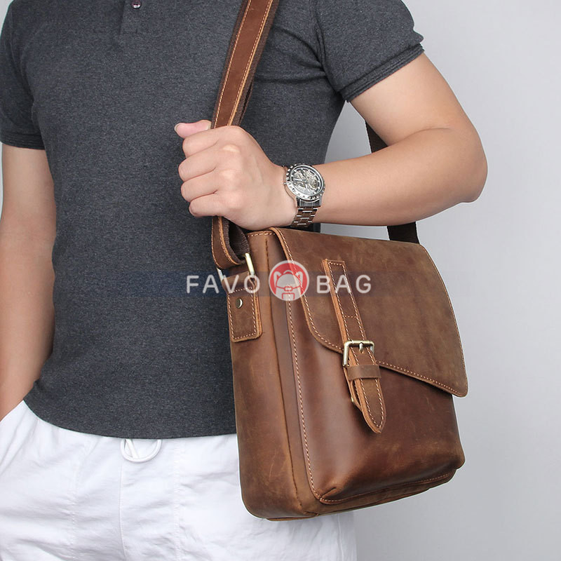 Handmade Men'S Leather Messenger Bag Shoulder Bag Leather Man Purse And Bags