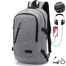 Grey Anti Theft Water Resistant College Student School Bookbag