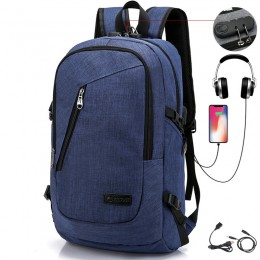 Blue Anti Theft Water Resistant College Student School Bookbag