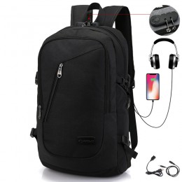 Black Anti Theft Water Resistant College Student School Bookbag