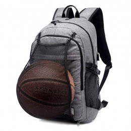 Grey Basketball Laptop Backpack Boy Usb Travel School Bag