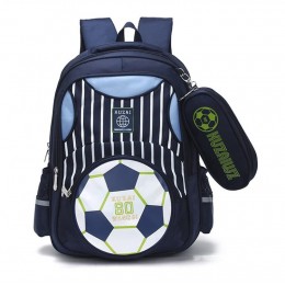 Boys Backpack Soccer Printed Kids School Bookbag for Primary Students Dark Blue