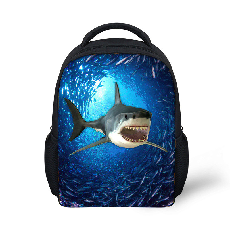 Shark Print Student School Bag