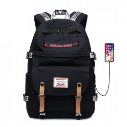 Outdoor Junior High School Student Schoolbag Splash-proof Sackpack USB