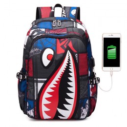 Boys Primary School Students Fashion Trend Lightweight Shark Backpack