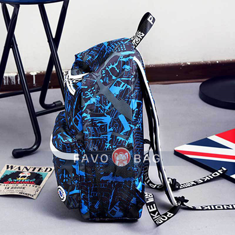 Fashion Trend Primary and Secondary School Students Korean Style Backpack Printed Canvas School Bag