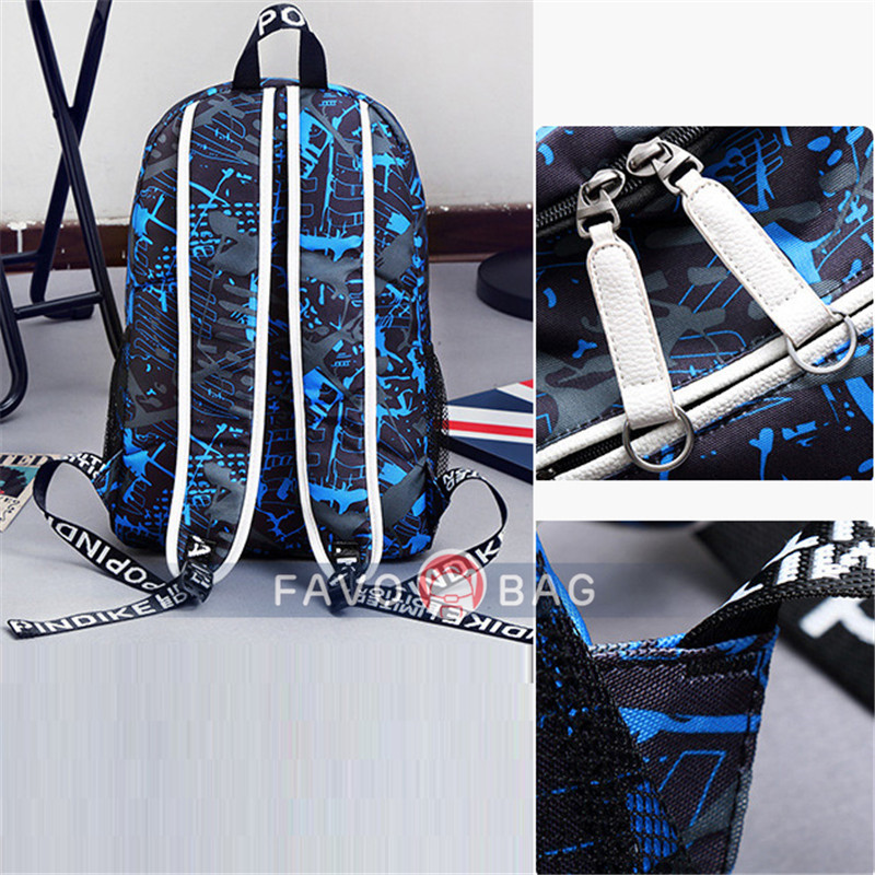 Fashion Trend Primary and Secondary School Students Korean Style Backpack Printed Canvas School Bag