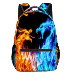 Red Blue Fire Dragon School Laptop Boys Backpack Daypack Teens Bookbag