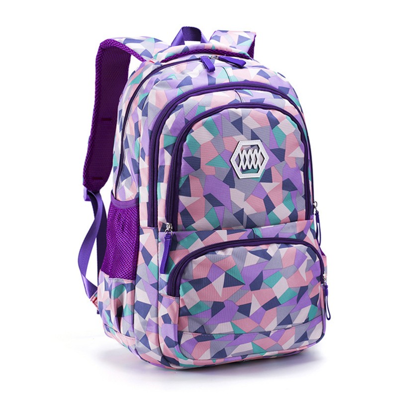 Geometric Prints Primary School Student Satchel Backpack For Girls Boys Schoolbag