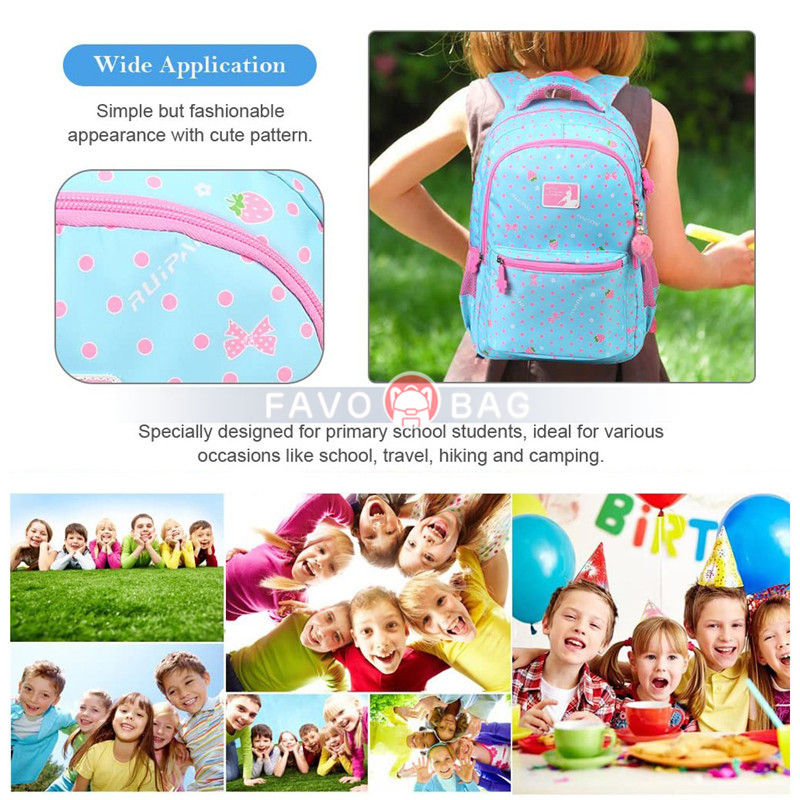 Blue Girls School Backpack Water Resistant Elementary School Bag With Chest Strap