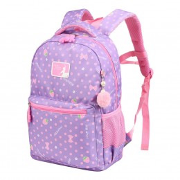 Purple Girls School Backpack Water Resistant Elementary School Bag With Chest Strap