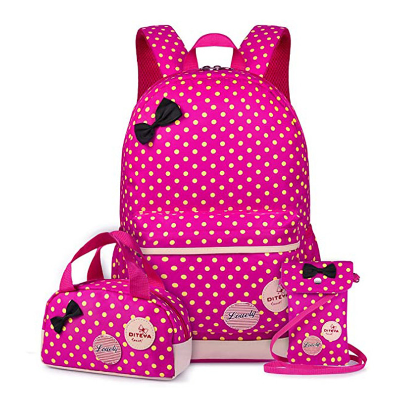 Backpack 3pcs Girls Book Bags Lunch Bags Purse