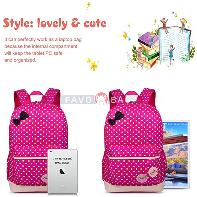 Backpack 3pcs Girls Book Bags Lunch Bags Purse