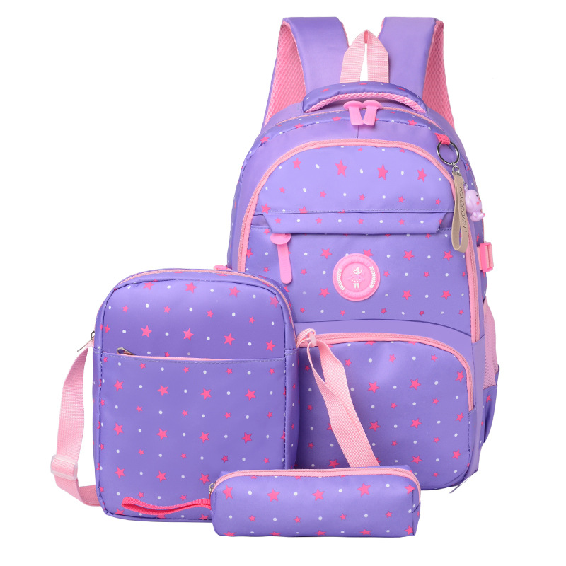 3Pcs Star Prints Waterproof Primary School Backpack Polka Dot Elementary Bookbag