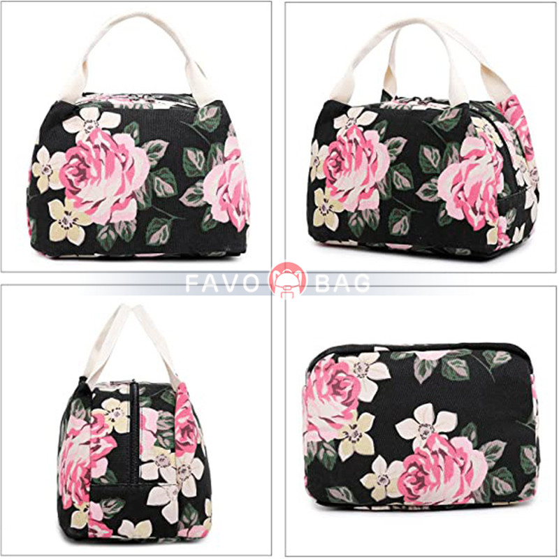 Canvas Floral Backpack Teen Girls Backpacks 3Pcs Set