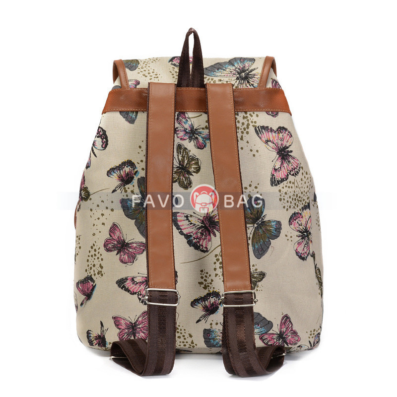 Butterfly Prints Canvas School College Backpack