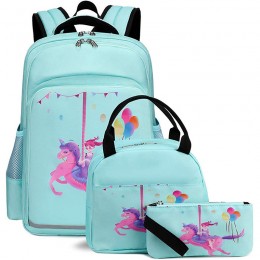 3 Pieces Set Unicorn Backpack With Lunch Tote And Pencil Pouch