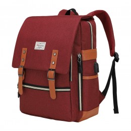 Vintage Laptop Backpack Travel Laptop Backpack With USB Charging Port