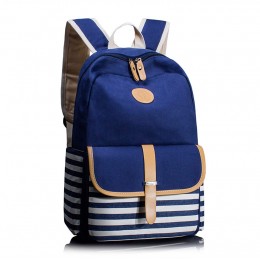 Stripe Canvas Backpack For Girls School Bag Travel Daypack