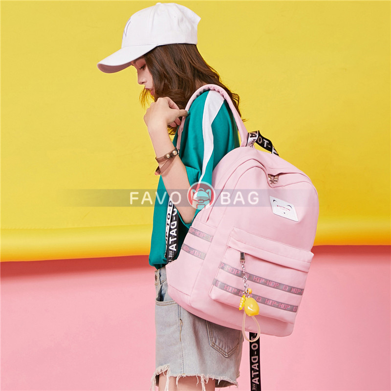 korean style nylon backpack girls waterproof school bag travel bag with  charging port,school girls backpack