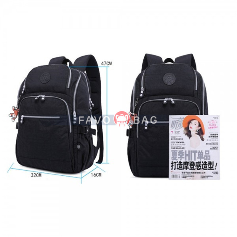 Big Backpack with USB Nylon Waterproof Lightweight Travel Bag for Teens