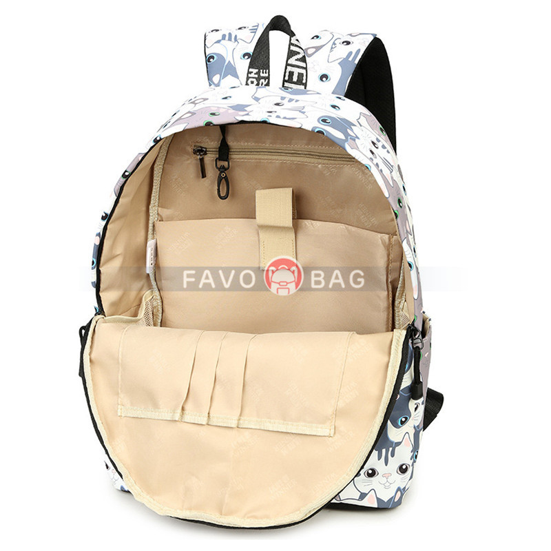 Leisure Backpack For Girls Teenage School Backpack Cat 