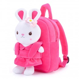 Kids Backpack Girl Toys Toddler Backpack For Girls With Stuffed Bunny Toy Rose Red