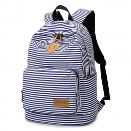 Stripe Canvas Backpack For Girls School Travel Daypack