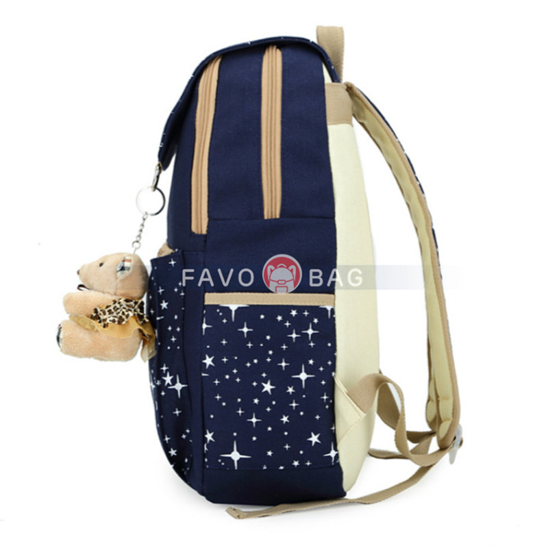 Canvas Backpacks With Lunch Bag laptop Bookbags Set 