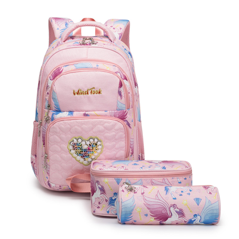 Kids School Backpack for Girls Elementary Student Bags with Insulated Lunch Bag Pencil Case