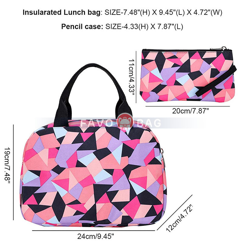 Girl Geometric Printed Primary Junior High University School Bag Bookbag 3pcs Backpack Sets