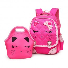 Cat Face Bow Diamond Bling Waterproof Pink School Backpack Girls Book Bag